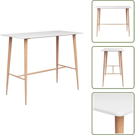 Table de bar Blanc 120x60x105 cm - Table De Bar - Table Haute - Table Bistrot - Meuble Design - Table Blanche (1/5)