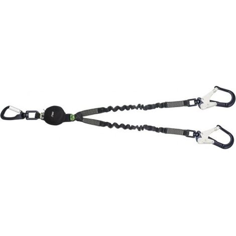 KRATOS SAFETY - Longe fourche en sangle élastique avec absorbeur d'énergie et connecteurs à émerillons