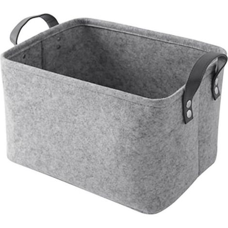 Panier de rangement gris à deux poignées, grand modèle — un panier en feutrine idéal pour ranger jouets, livres et magazines. (1/5)