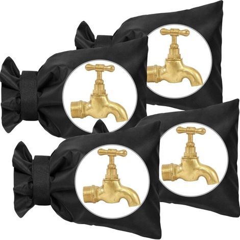 Housse de Robinet pour L'extérieur, 4pcs Couvercle Antigel pour Robinet, Housse de Robinet de Jardin Imperméable, pour la Protection Contre Le Gel en Hiver, 20cm x 15cm (Noir) (1/5)