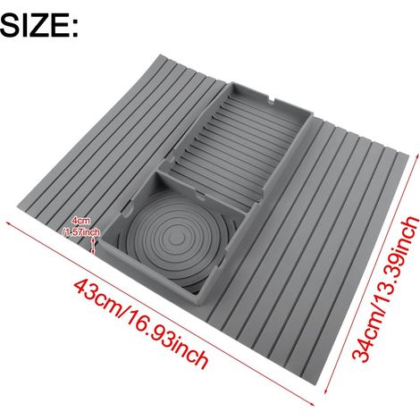 Portabicchieri antiscivolo in silicone con base portaoggetti per bevande, snack, telecomando, porta cellulare, adatto per braccioli di divani da 150 cm (1/4)