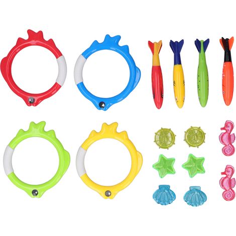Ensemble de jouets de piscine pour enfants : anneaux de poisson et hippocampes coulissants pour jeux sous-marins (1/5)