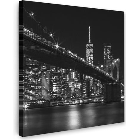 TABLEAU SUR TOILE New York - Brooklyn - Pont Tableau Chambre Adulte 90x90 cm