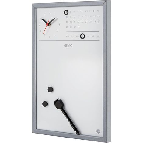Tableau magnétique effaçable à sec avec Horloge/Planificateur Hebdomadaire 30 x 45 cm Gris (1/5)