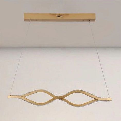 TRADE SHOP - Lampadario A Sospensione Led 58 Watt Onda Infinito Cristallo Ondulato Oro 32149 - (1/3)