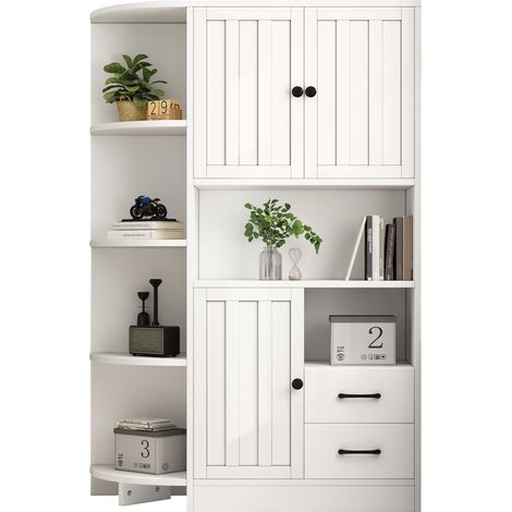 CHICFURN Vitrina esquinera para salón 104 x 35 x 155 cm en tablero de partículas blanco (1/5)