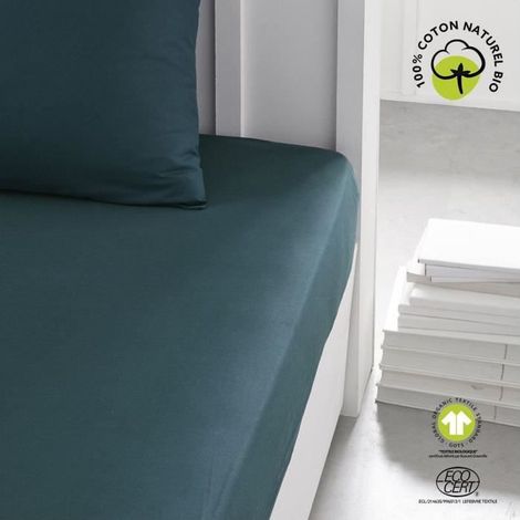 Lenzuolo coprimaterasso TODAY cotone bio Pavone 180 x 200 x 30 cm 57 fili/cm² (1/3)