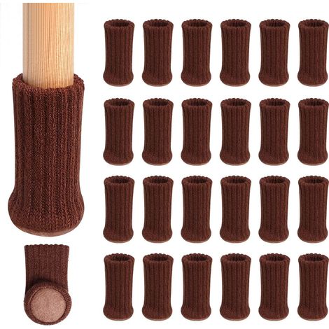 MINKUROW - Calcetines De Punto Para Patas De Silla, Juego De Calcetines Elásticos Para Muebles, Protectores De Suelo De Madera Para Patas De Muebles, Marrón, 24 Piezas (Marrón Oscuro) (1/5)