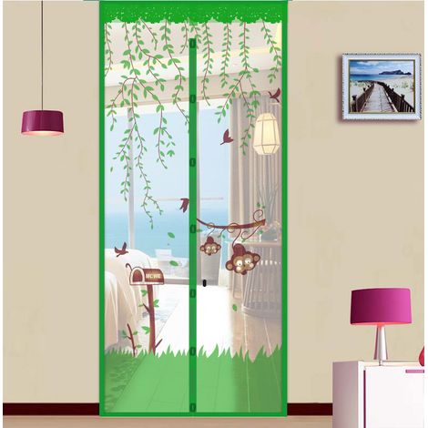 Moustiquaire pour portes et fenêtres, fermeture magnétique, fermeture automatique, bande adhésive 120 x 220 cm (1/4)