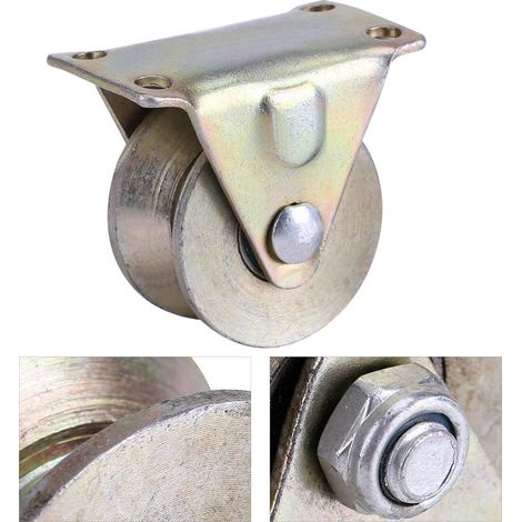 Lot de 2 rails de guidage en V de 2 pouces avec support pour porte coulissante, en acier. (1/5)