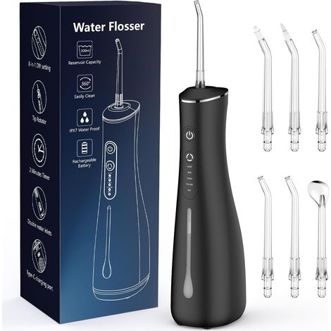 WF006 Hydropulseur pour le nettoyage des dents sans fil portable et rechargeable avec batterie puissante IPX7 étanche pour la maison et les voyages
