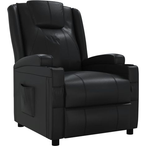 Sillón reclinable de cuero sintético negro (1/5)