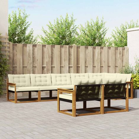 vidaXL Outdoor-Sofagarnitur mit Kissen 8 pcs Natur und Creme (1/5)