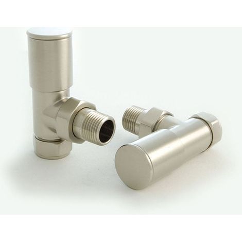 West Milan Angled Radiator Valves Pair - Satin Nickel (1/3)