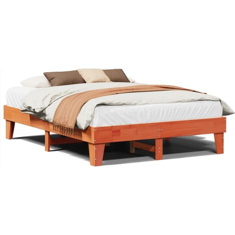 Maison Exclusive - Massivholzbett ohne Matratze Wachsbraun 150x20