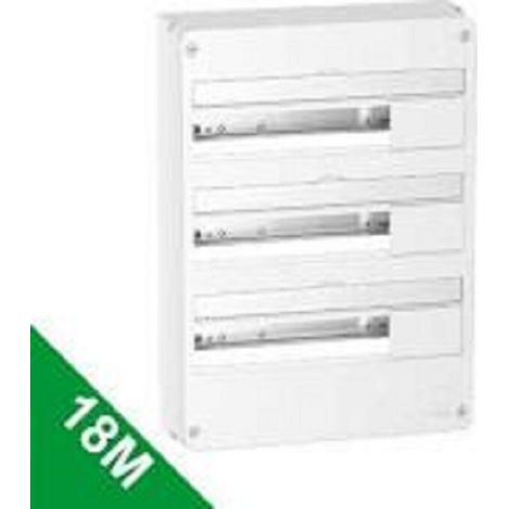 Schneider – Coffret électrique apparent 54 modules – 3 rangées de 18 modules – Intensité max 63A – IP30 – R9H18403 (1/7)