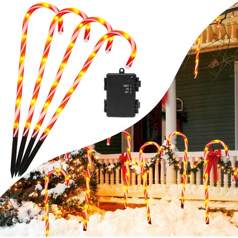 SWANEW 4 Pezzi Luci di Canna di Natale. Luci di Canna di Natale Decorazione di Natale Sentiero LED Canna di Zucchero Luci da Giardino Luci da Giardino (1/4)