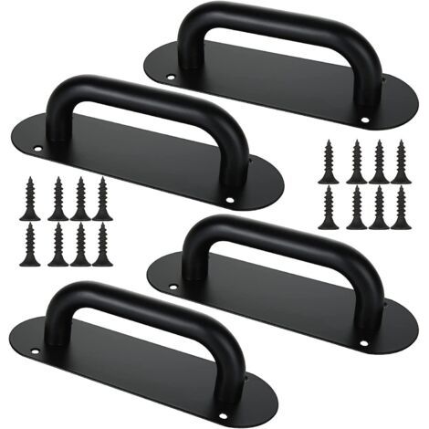 SABIR 4pcs poign e de porte coulissante noire 200x65mm poign e de porte coulissante en acier inoxydable avec bac (1/5)
