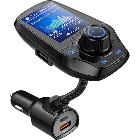 Émetteur FM Bluetooth - Écran Couleur 1,8 Pouces - Entrée USB TF AUX - Appels Mains Libres - Chargeur USB QC3.0 - 1 Pièce