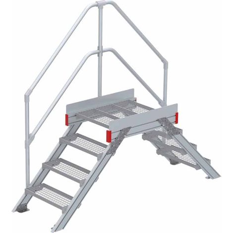 Euroline 512 Überstieg 45° 600mm Stufenbreite 2x4 Stufen Stahl Gitterrost