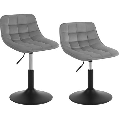WOLTU 2x Breakfast bar stools Swivel Velvet Padded Seat Home chairs Cafe Seat Light Grey