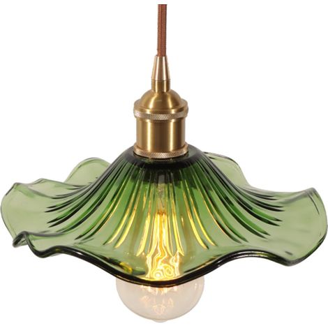 Suspension Luminaires en Verre Intérieure Moderne Verte Fleurs Lampe Suspendue Vintage Laiton Doré Lustre Plafonniers pour Cuisine Cuisine Salon Chambre (1/4)