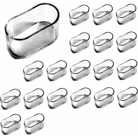 Paquete de 20 protectores para patas de sillas, con puntas de goma transparente, para patas ovaladas de muebles, mesas y suelos, 15 x 30 mm.