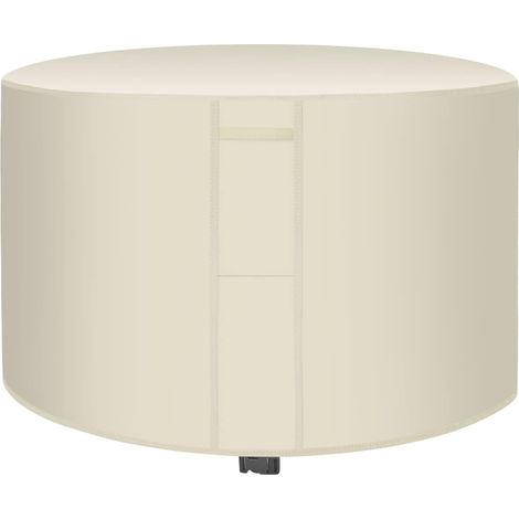 Housse de protection imperméable pour salon de jardin rond, tissu Oxford 420D, coupe-vent, protection UV, beige 280 x 110 cm (1/5)