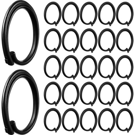 Crochets de Suspension 30pcs en Plastique Noir, Forme en C, compatibilité Universelle, Support Stable pour Rideaux de Tente Romaine et Rideaux en Maille, Usage extérieur (1/5)