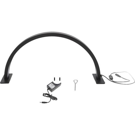 Lampe bureau demi-lune 25W réglable 3000K-6000K, variateur 3 couleurs sans ombre, protection oculaire, lumière en anneau esthétique, 100-240V, taille S, noire. (1/5)