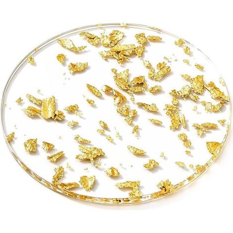 Set mit 6 runden Untersetzern (9,5 cm), Acrylglasuntersetzer mit Blattgold (1/5)