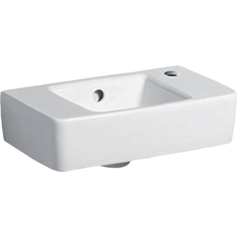 GE Renova Compact HWB, sortie différente 40x25cm, trou de robinet à droite, avec robinetterie, blanc
