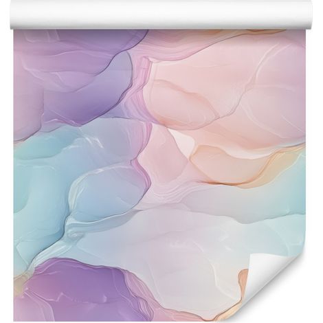Carta da parati Ink grigio chiaro, viola e corallo 50x1000 cm