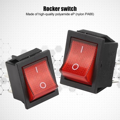 Lot de 5 interrupteurs bascule 16A 250V 4 broches voyant rouge, accessoire de commande industrielle 31 x 25 mm (1/5)