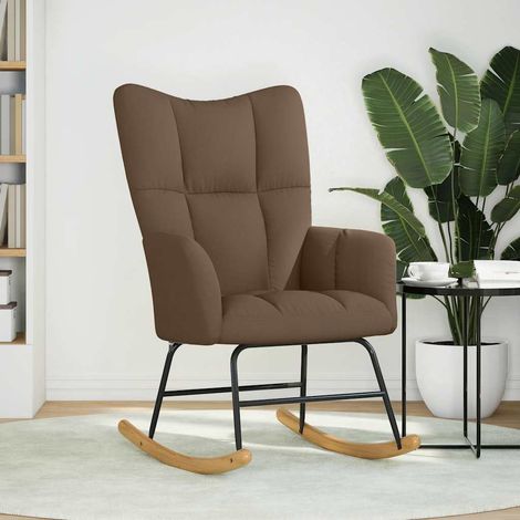 Chaise à bascule,Chaise de relaxation Marron Tissu CFW55656 (1/5)