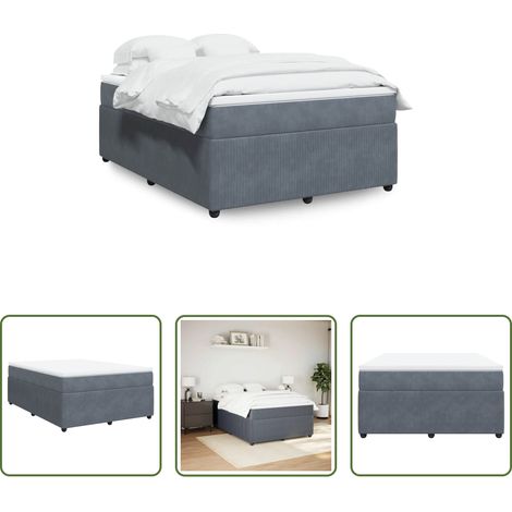 Matratze - Boxspringbett mit Matratze Dunkelgrau 140x190 cm Samt (1/5)
