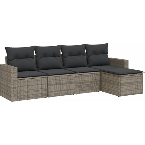 Maison Exclusive - 5-tlg. Garten-Sofagarnitur mit Kissen Grau Pol