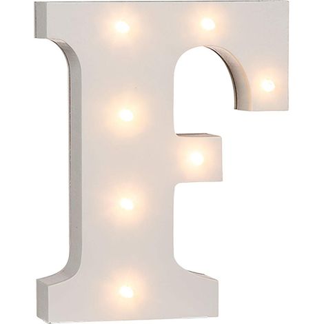 Lettera F in legno illuminabile Out of the blue, con 7 LED