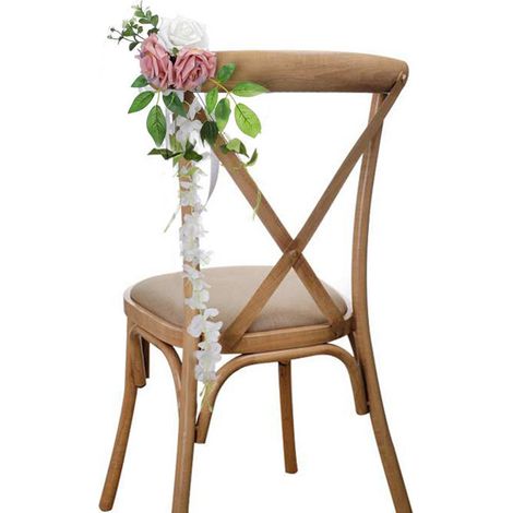 Elegante künstliche Blumen und Blätter für Stuhllehnen bei Hochzeiten im Freien, 68 x 13 cm (1/2)
