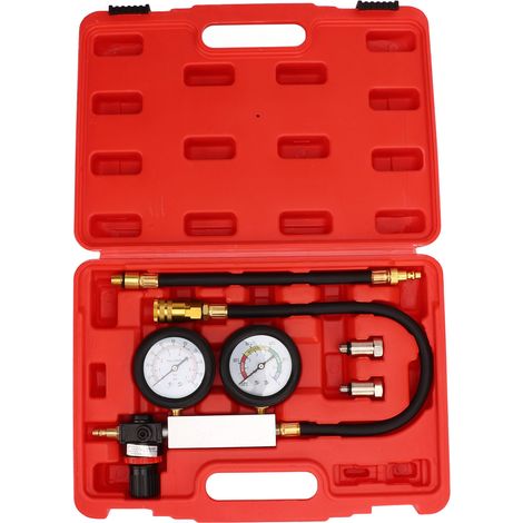 Kit de test d'étanchéité des cylindres, kit de test de compression moteur, adapté aux moteurs à essence, équipé de bougies d'allumage de 14 mm, 12 mm et 10 mm. (1/5)