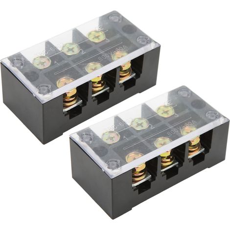 Bornier à 3 positions pour courant élevé, câblage facile et circuit de mise à la terre, 600 V, 60 A (1/5)
