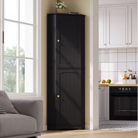 Armadio angolare nero con 2 ante e ripiani regolabili, 42 x 42 x 166 cm OKMYHOME (1/5)