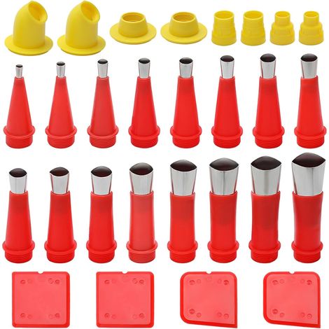 Calfeutrage Buse Applicateur,28 Pièces Buses d'étanchéité en Acier Inoxydable Ensemble d'Outils de Buse en Caoutchouc Intégré Universel pour Scellage à Calfeutrer (1/5)