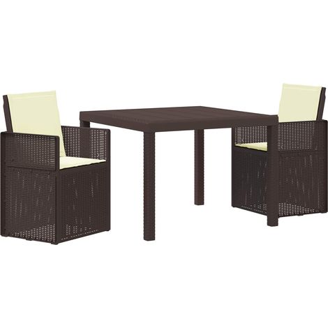 Ensemble de salle à manger pour jardin 3 pcs Marron et crème PP vidaXL (1/5)