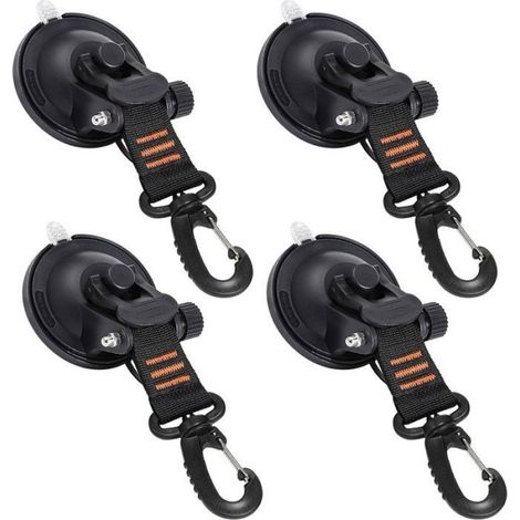 Ventouse - Crochet Pivotant - 10 Kg Charge Max - Pour Camping-Car Bateau Voiture - Lot De 4 - Orange (1/5)
