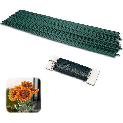 Pack of 100 Artificial Flower Stems, 30cm Florist Wire, Floral Wire, Stem Wire, Florist Wire, Metal Flower Stem for Bouquets, Wreaths and Floral Crafts (1/5)