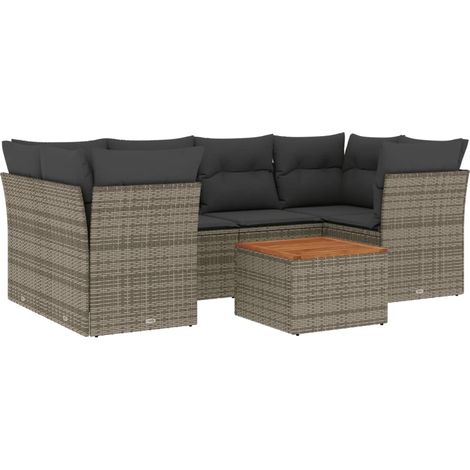 Maison Exclusive - 7-tlg. Garten-Sofagarnitur mit Kissen Grau Pol