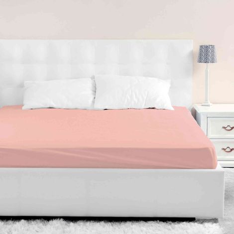 Drap housse rose thé bonnet 40 cm 90x200 (1/2)