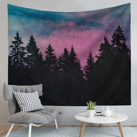 Tapestry Murale - Forêt De Pins Naturelle - Décoration Murale Pour Chambre À Coucher Et Salon - 150 X 130 Cm - 1 Pièce (1/5)