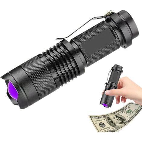 Lampe torche UV portable 365nm – Lumière LED étanche 5W – Détection taches urine animaux – Corps en alliage aluminium durable (1/5)